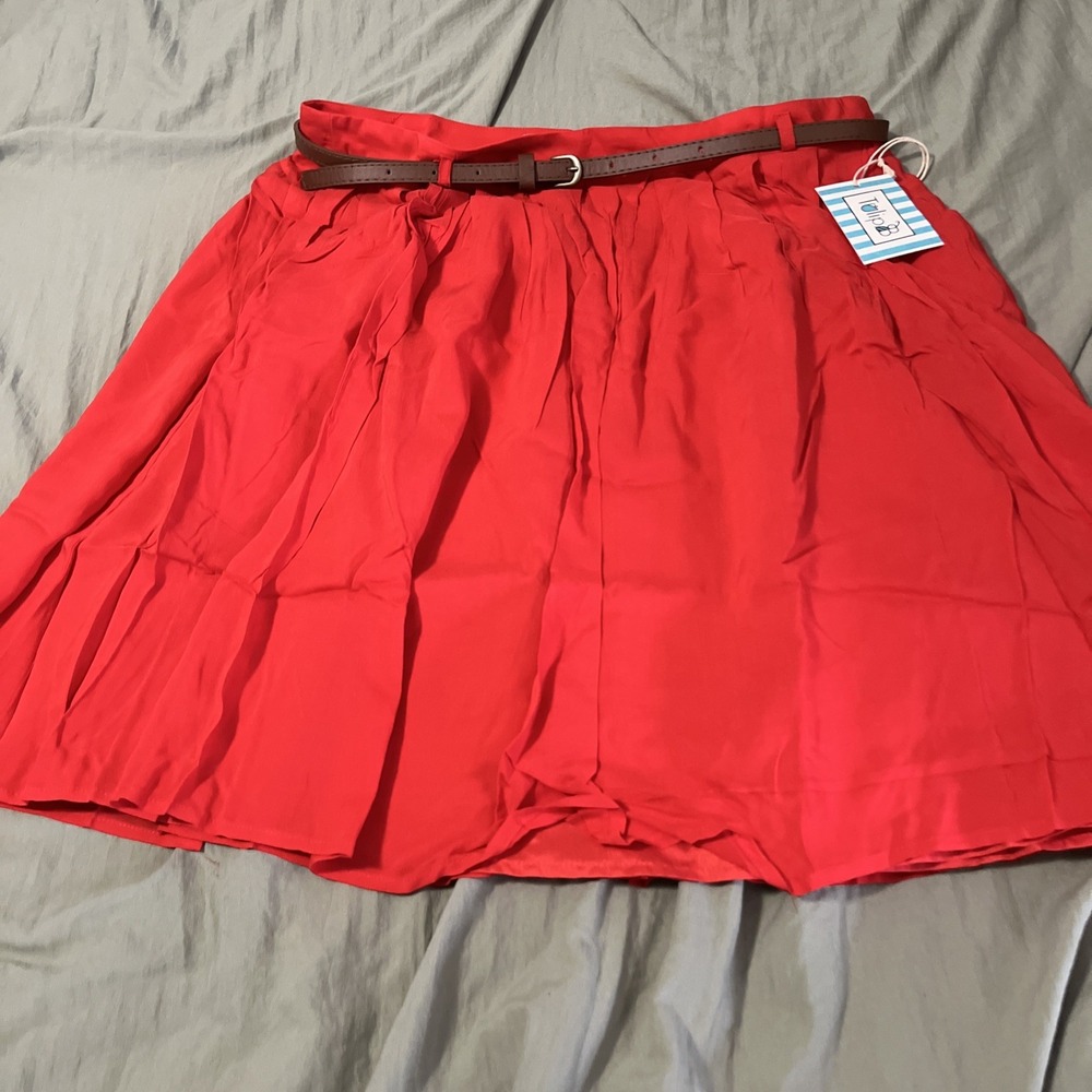 Tulip B Women's Red Mini Skirt Size Large High Waisted  A Line Sz XL With Pocket